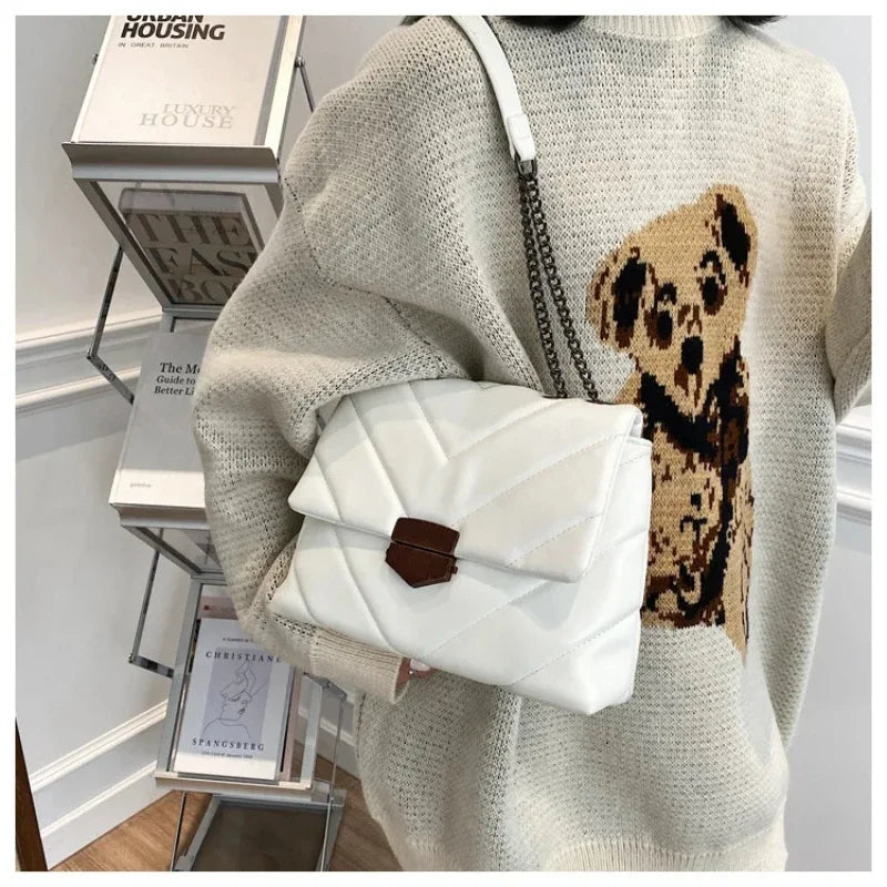 Luxury Handbags 2020 Fashion Women Leather Messenger Shoulder Bag For Daily Designer Female Crossbody Bag Black Lock Handbag