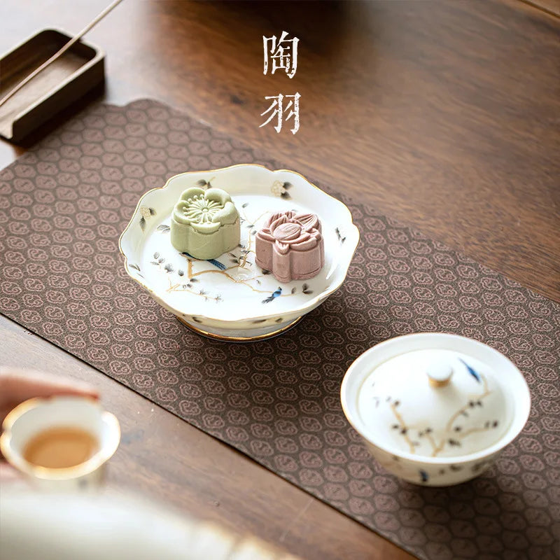 Luxury Jingdezhen Gaiwan Chinese Sancai Ceramic Teacups Handmade Teaware Tea Bowl Cups Elegant Porcerlain Tea Cup Set