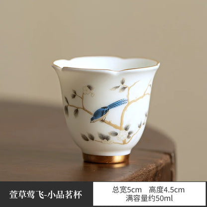 Luxury Jingdezhen Gaiwan Chinese Sancai Ceramic Teacups Handmade Teaware Tea Bowl Cups Elegant Porcerlain Tea Cup Set