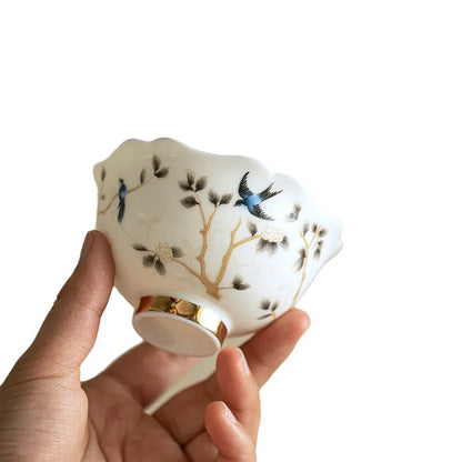 Luxury Jingdezhen Gaiwan Chinese Sancai Ceramic Teacups Handmade Teaware Tea Bowl Cups Elegant Porcerlain Tea Cup Set