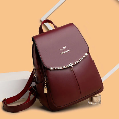 Luxury Ladies Backpack High Quality Leather 2024 Solid Color Women Shoulder Bags Designer Large Capacity Travel Bagpack рюкзак