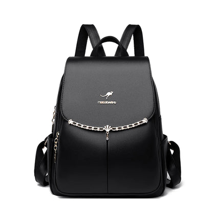Luxury Ladies Backpack High Quality Leather 2024 Solid Color Women Shoulder Bags Designer Large Capacity Travel Bagpack рюкзак
