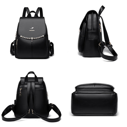 Luxury Ladies Backpack High Quality Leather 2024 Solid Color Women Shoulder Bags Designer Large Capacity Travel Bagpack рюкзак