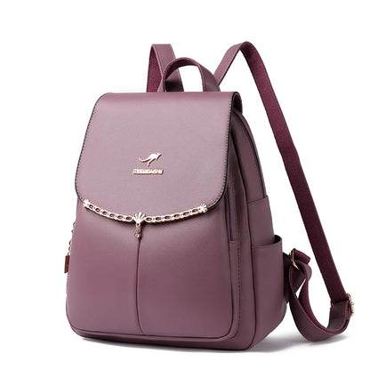 Luxury Ladies Backpack High Quality Leather 2024 Solid Color Women Shoulder Bags Designer Large Capacity Travel Bagpack рюкзак
