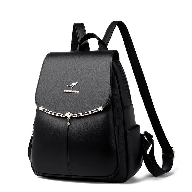 Luxury Ladies Backpack High Quality Leather 2024 Solid Color Women Shoulder Bags Designer Large Capacity Travel Bagpack рюкзак