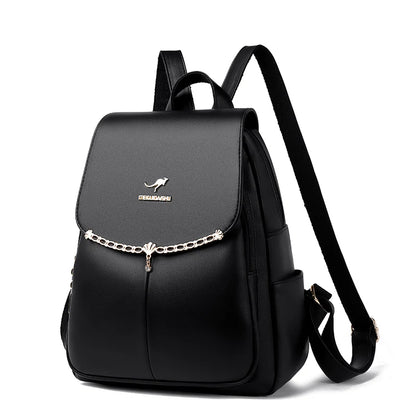 Luxury Ladies Backpack High Quality Leather 2024 Solid Color Women Shoulder Bags Designer Large Capacity Travel Bagpack рюкзак