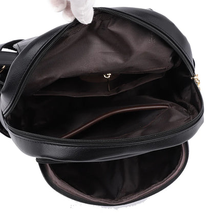 Luxury Ladies Backpack High Quality Leather 2024 Solid Color Women Shoulder Bags Designer Large Capacity Travel Bagpack рюкзак