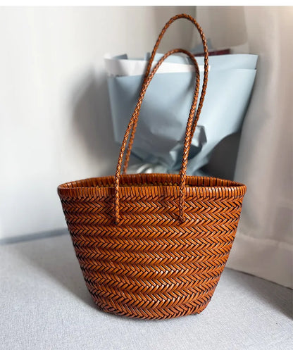 Luxury Ladies Weave Bucket Bag Soft Leather Crossbody Shopping Shoulder Bags 2024 Fashion Female Handbag Purse Lady Hobo Bag