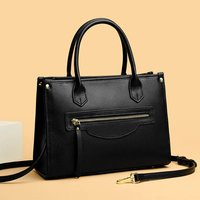 Luxury Large Capacity Genuine Leather Women Shoulder Crossbody Bags High Quality Cow Leather Handbags Female Messenger Tote Sac