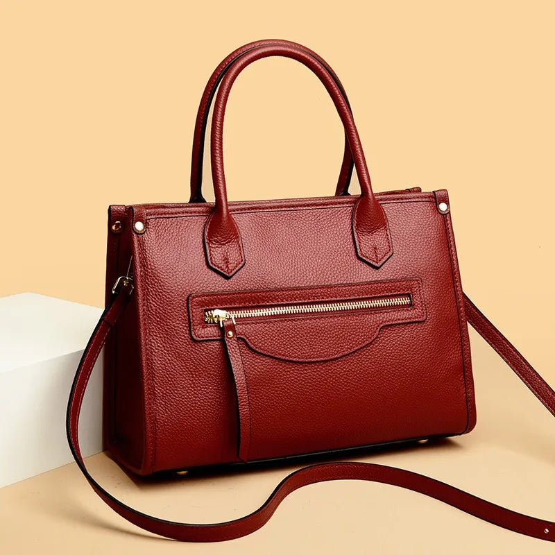 Luxury Large Capacity Genuine Leather Women Shoulder Crossbody Bags High Quality Cow Leather Handbags Female Messenger Tote Sac