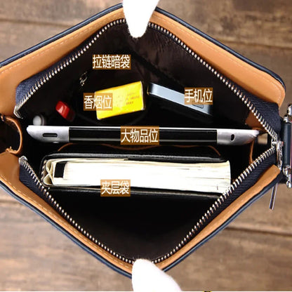 Luxury Leather Men Large Capacity Crossbody Messenger s Fashion Male Shoulder Strap Handbags Ipad Bag