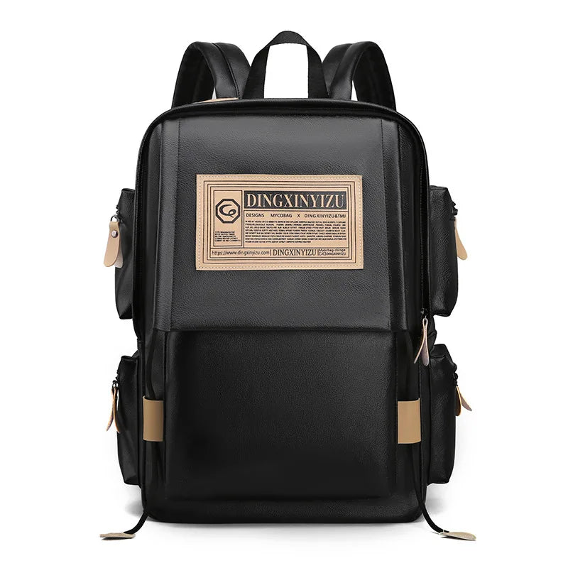 Luxury Men Bags Junior High School Student Backpacks Japanese Style Large Travel Pack PU Leather Laptop College Boys School Bags