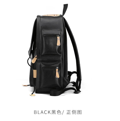 Luxury Men Bags Junior High School Student Backpacks Japanese Style Large Travel Pack PU Leather Laptop College Boys School Bags