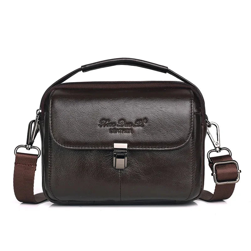 Luxury Men Genuine Leather Mini Shoulder Messenger Retro Phone Casual Crossbody Male Small Hand Tote Bag