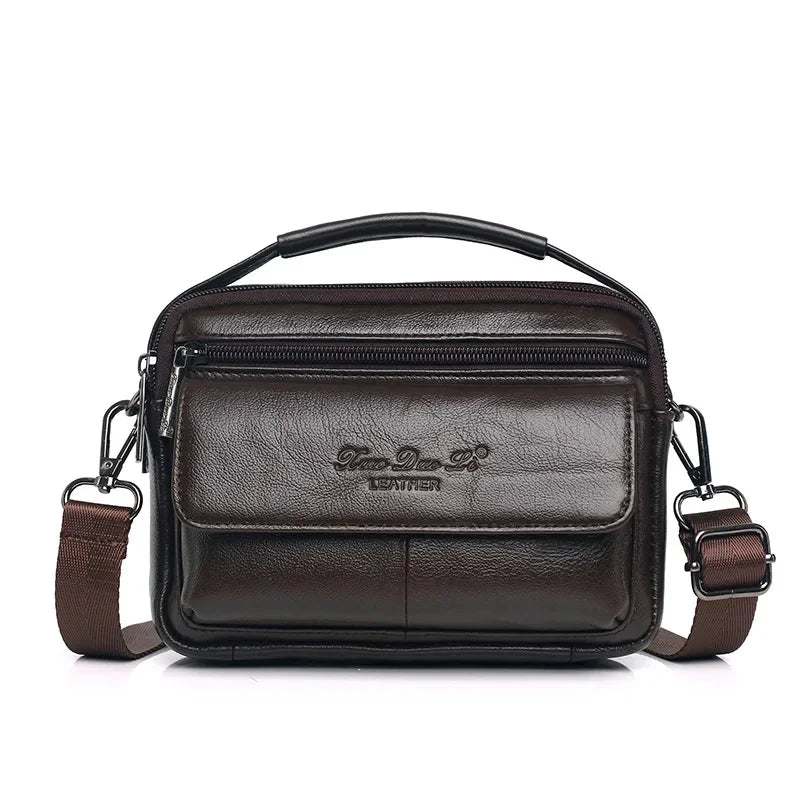 Luxury Men Genuine Leather Mini Shoulder Messenger Retro Phone Casual Crossbody Male Small Hand Tote Bag
