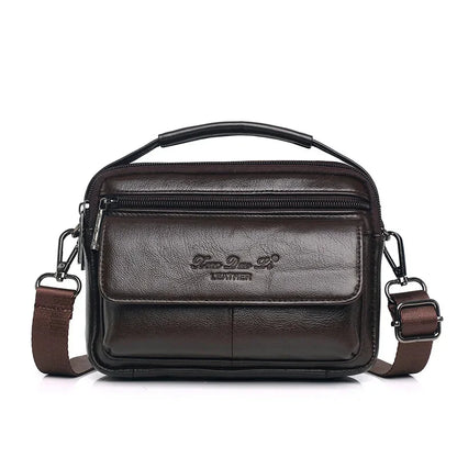 Luxury Men Genuine Leather Mini Shoulder Messenger Retro Phone Casual Crossbody Male Small Hand Tote Bag