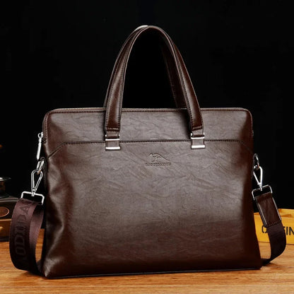 Luxury Men's Leather Briefcase Large Capacity Handbag Office Shoulder Messenger Business Male Laptop Tote Bag