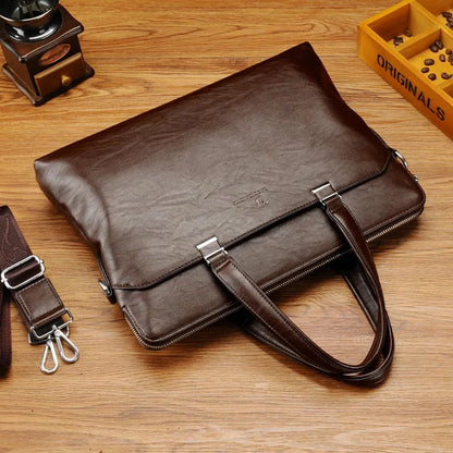 Luxury Men's Leather Briefcase Large Capacity Handbag Office Shoulder Messenger Business Male Laptop Tote Bag