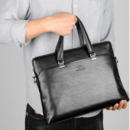 Luxury Men's Leather Briefcase Large Capacity Handbag Office Shoulder Messenger Business Male Laptop Tote Bag