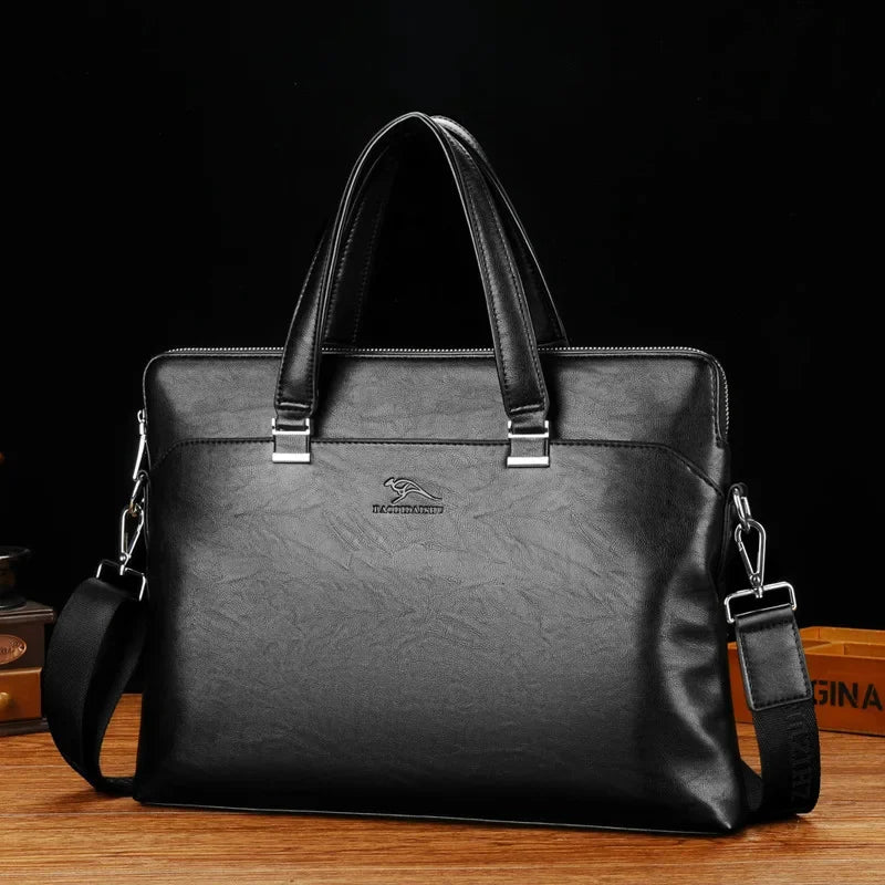 Luxury Men's Leather Briefcase Large Capacity Handbag Office Shoulder Messenger Business Male Laptop Tote Bag
