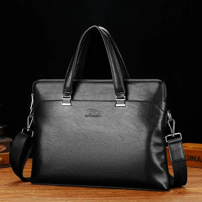Luxury Men's Leather Briefcase Large Capacity Handbag Office Shoulder Messenger Business Male Laptop Tote Bag