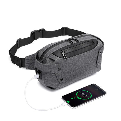 Luxury Men's Waist Bag USB Charging Port Oxford Boys Phone Pouch Multi-Purpose Travel Military Male Shoulder Messenger Pack