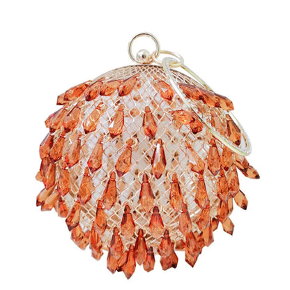 Luxury Metal Ball Design Purses and Handbags for Women Party Rhinestone Clutch Wedding Evening Bag Designer Metal Ring Handle