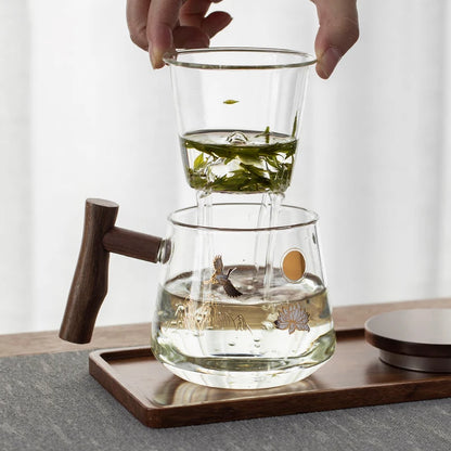 Luxury Office Glass Teacup with Beautiful Pattern High Temperature Resistance Tea Infuser Milk Mug Puer Oolong Flower Tea Cups