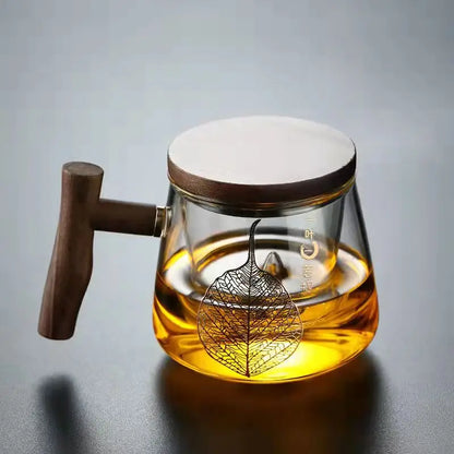 Luxury Office Glass Teacup with Beautiful Pattern High Temperature Resistance Tea Infuser Milk Mug Puer Oolong Flower Tea Cups