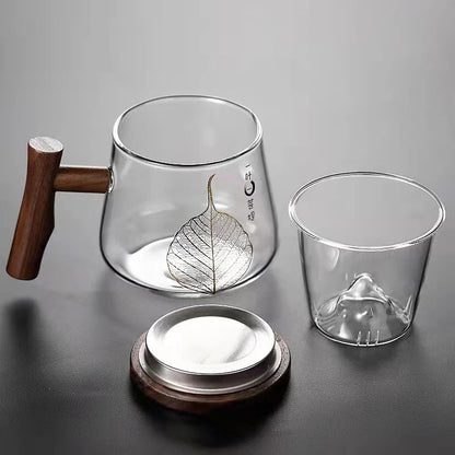 Luxury Office Glass Teacup with Beautiful Pattern High Temperature Resistance Tea Infuser Milk Mug Puer Oolong Flower Tea Cups