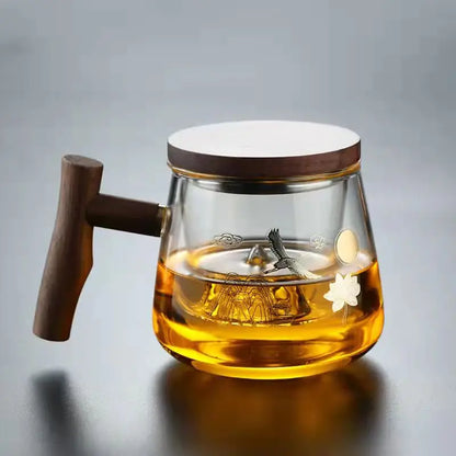 Luxury Office Glass Teacup with Beautiful Pattern High Temperature Resistance Tea Infuser Milk Mug Puer Oolong Flower Tea Cups