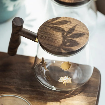 Luxury Office Glass Teacup with Beautiful Pattern High Temperature Resistance Tea Infuser Milk Mug Puer Oolong Flower Tea Cups