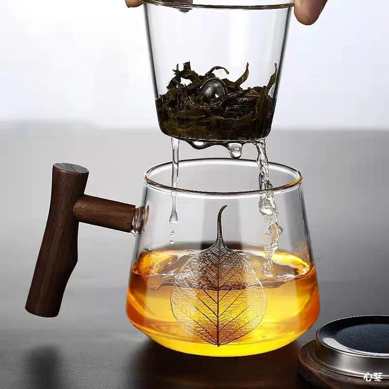 Luxury Office Glass Teacup with Beautiful Pattern High Temperature Resistance Tea Infuser Milk Mug Puer Oolong Flower Tea Cups