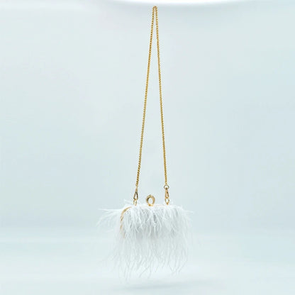 Luxury Ostrich Feather Handbag for Women Girls Plush-Crossbody Bag Wedding Purses Handbag All-match Evening Clutch Bag