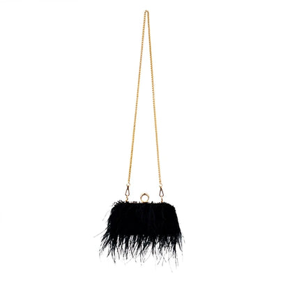 Luxury Ostrich Feather Handbag for Women Girls Plush-Crossbody Bag Wedding Purses Handbag All-match Evening Clutch Bag