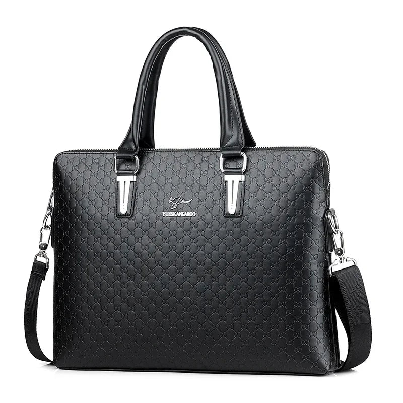 Luxury PU Leather Men's Briefcase Business Handbag Tote Large Capacity Male Shoulder Messenger Horizontal Laptop Bag