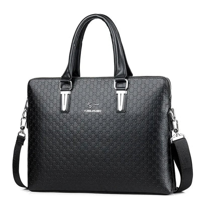 Luxury PU Leather Men's Briefcase Business Handbag Tote Large Capacity Male Shoulder Messenger Horizontal Laptop Bag