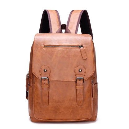 Luxury PU Leather Men's Business Laptop Bag Large Capacity School Bags Boys Waterproof Travel Backpack For Male