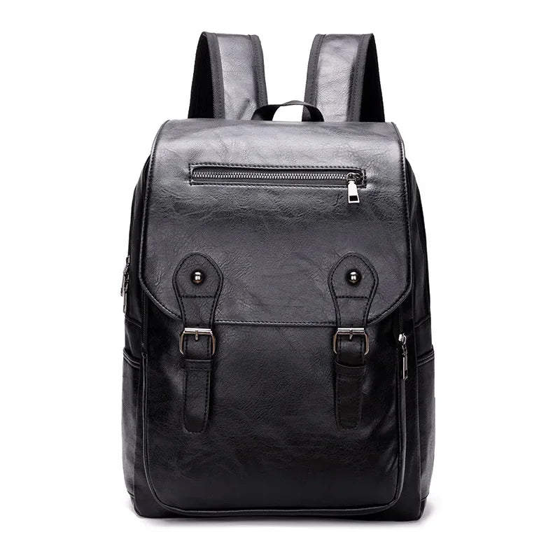Luxury PU Leather Men's Business Laptop Bag Large Capacity School Bags Boys Waterproof Travel Backpack For Male