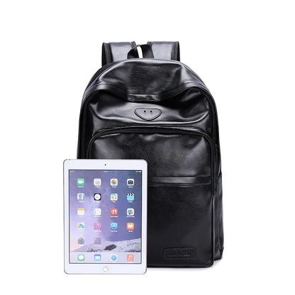 Luxury PU Leather Men's Fashion USB Charging Student School Business Man Laptop Bag Waterproof Travel Backpack