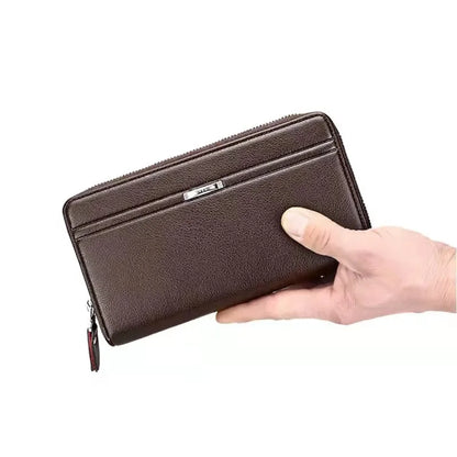 Luxury PU Leather Wallets Long Double Zipper Coin for Men Casual Fashion Large Capacity Purse Business Male Wallet