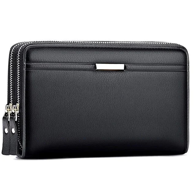 Luxury PU Leather Wallets Long Double Zipper Coin for Men Casual Fashion Large Capacity Purse Business Male Wallet