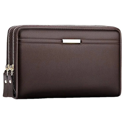 Luxury PU Leather Wallets Long Double Zipper Coin for Men Casual Fashion Large Capacity Purse Business Male Wallet