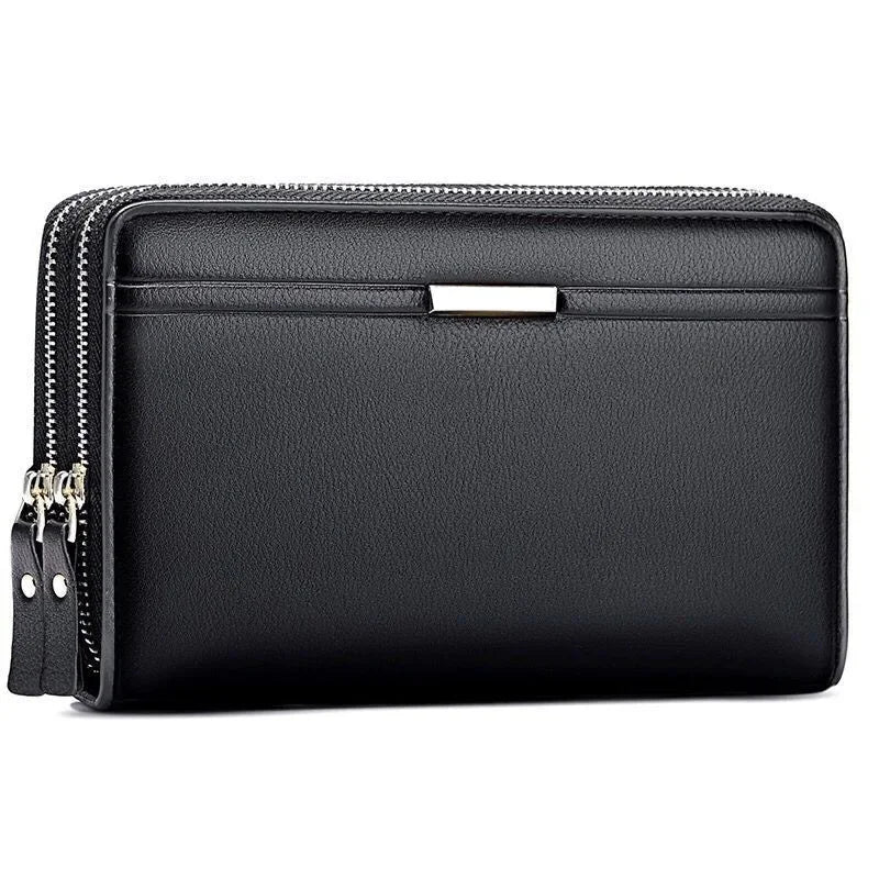 Luxury PU Leather Wallets Long Double Zipper Coin for Men Casual Fashion Large Capacity Purse Business Male Wallet