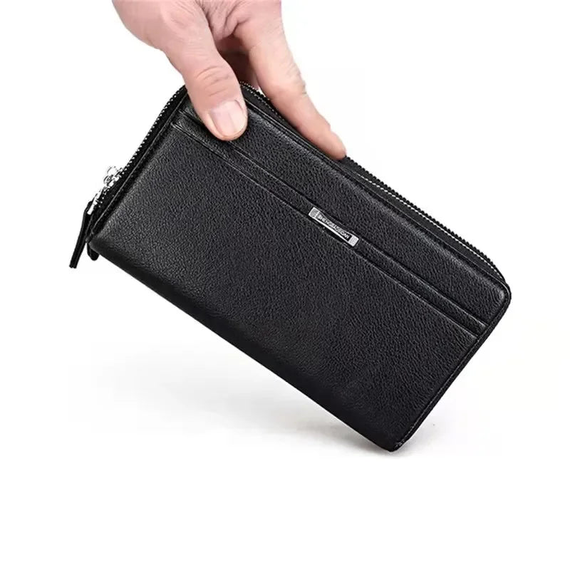 Luxury PU Leather Wallets Long Double Zipper Coin for Men Casual Fashion Large Capacity Purse Business Male Wallet