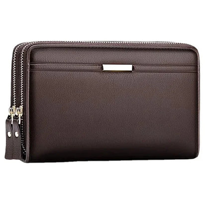 Luxury PU Leather Wallets Long Double Zipper Coin for Men Casual Fashion Large Capacity Purse Business Male Wallet