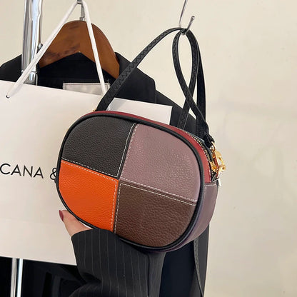 Luxury Patchwork Genuine Leather Small Female Messenger Tote Sac Fashion Cow Leather Ladies Handbag Women Shoulder Crossbody Bag