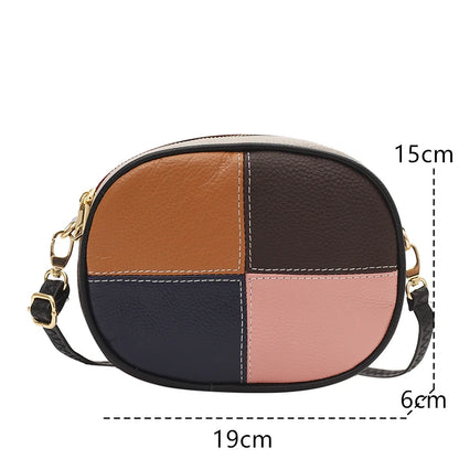 Luxury Patchwork Genuine Leather Small Female Messenger Tote Sac Fashion Cow Leather Ladies Handbag Women Shoulder Crossbody Bag
