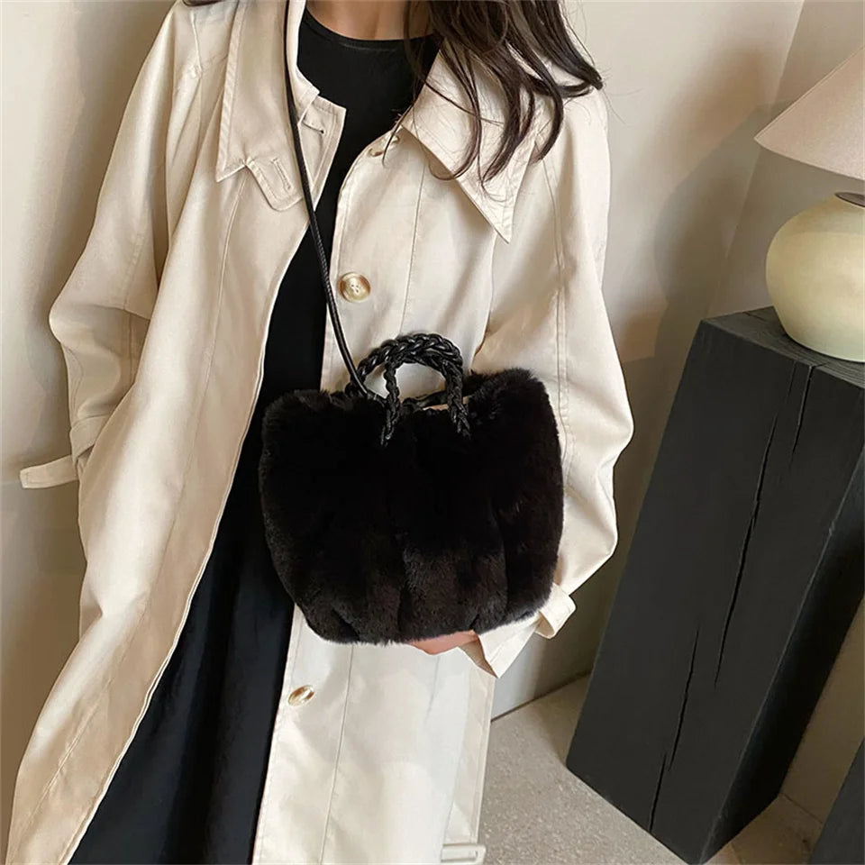 Luxury Patent Handbags Women Bags Designer Plush  Purses Ladies Large Shoulder Crossbody Tote Sac A Main