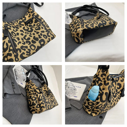 Luxury Patent Leopard Handbags Women Bags Designer Canvas  Purses Ladies Large Shoulder Crossbody Tote Sac
